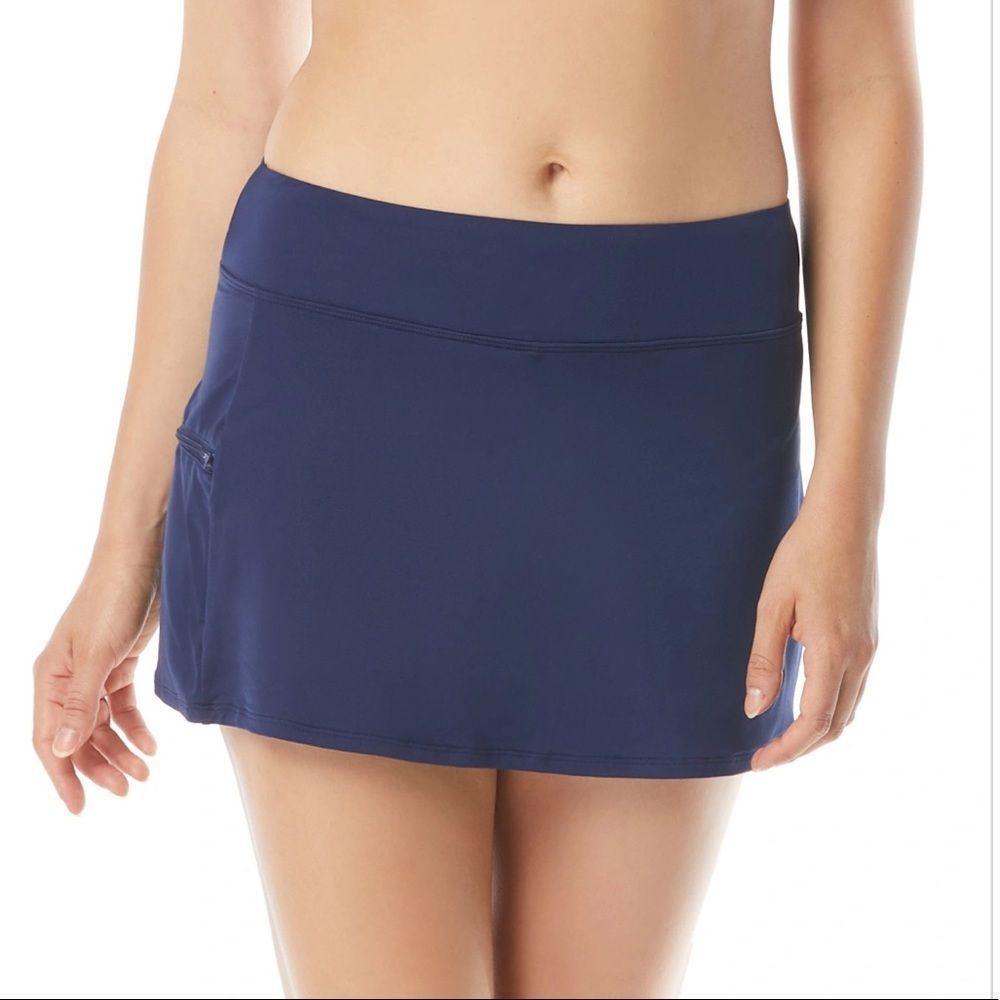 Beach House Navy Swim Skirt with Side Pocket